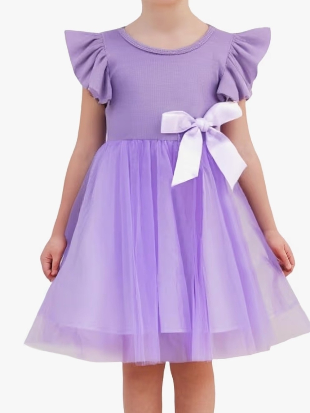 Girls Lavender Tulle Party Dress with Bow